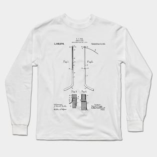 Ice Hockey Stick Patent - Ice Hockey Art - Black And White Long Sleeve T-Shirt